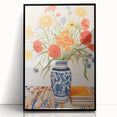 Maximalist Wall Art - Bold Floral Decor with Vibrant Red and Yellow Blooms