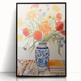 Maximalist Wall Art - Bold Floral Decor with Vibrant Red and Yellow Blooms