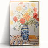 Maximalist Wall Art - Bold Floral Decor with Vibrant Red and Yellow Blooms