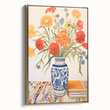 Maximalist Wall Art - Bold Floral Decor with Vibrant Red and Yellow Blooms