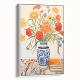 Maximalist Wall Art - Bold Floral Decor with Vibrant Red and Yellow Blooms