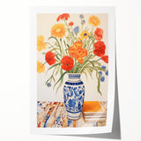 Maximalist Wall Art - Bold Floral Decor with Vibrant Red and Yellow Blooms