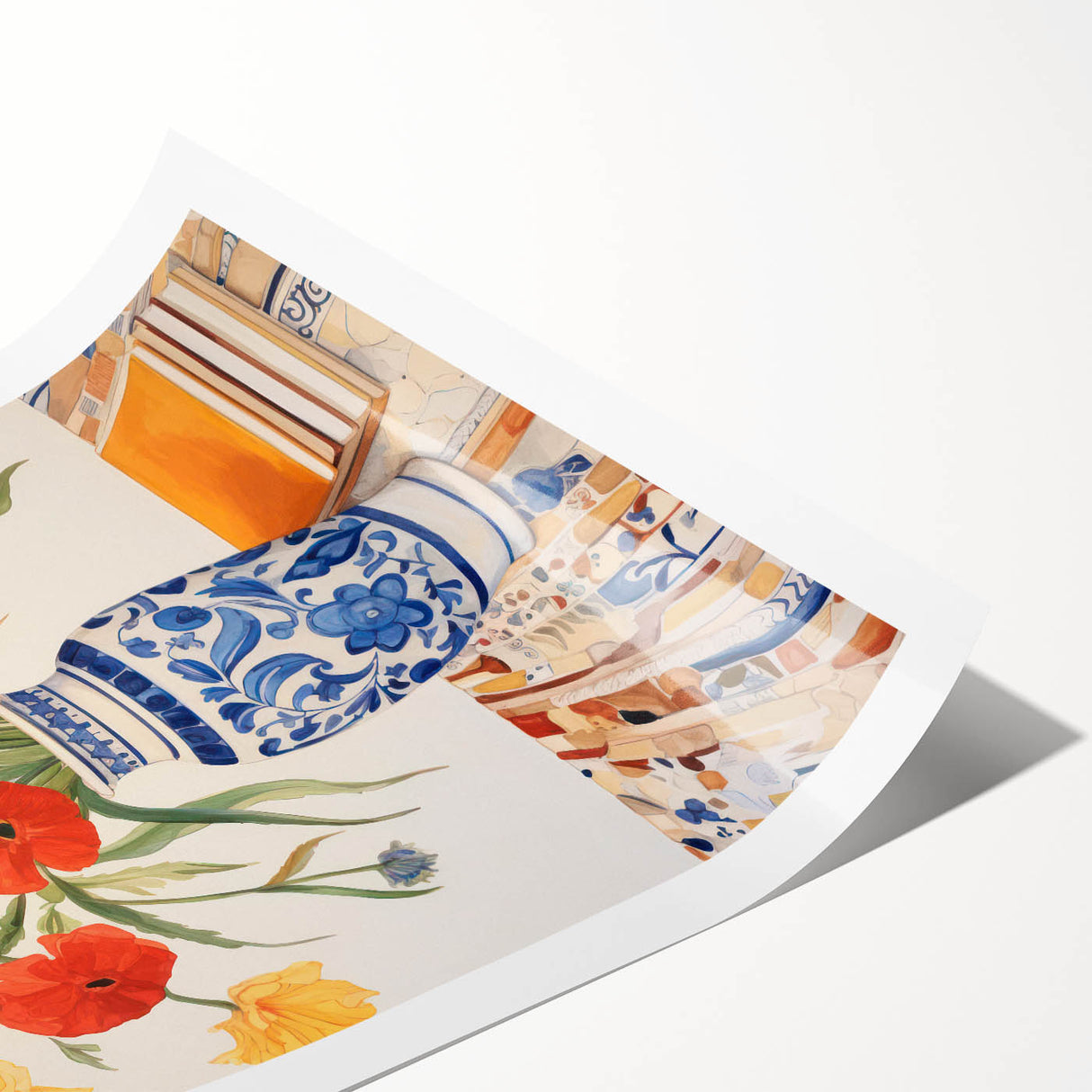 Maximalist Wall Art - Bold Floral Decor with Vibrant Red and Yellow Blooms