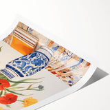 Maximalist Wall Art - Bold Floral Decor with Vibrant Red and Yellow Blooms