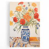 Maximalist Wall Art - Bold Floral Decor with Vibrant Red and Yellow Blooms
