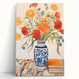Maximalist Wall Art - Bold Floral Decor with Vibrant Red and Yellow Blooms