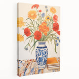 Maximalist Wall Art - Bold Floral Decor with Vibrant Red and Yellow Blooms
