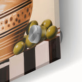 Maximalist Wall Art - Bold Still Life with Olive Vase - Vibrant Decor Piece