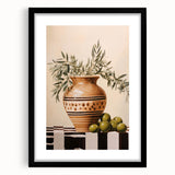 Maximalist Wall Art - Bold Still Life with Olive Vase - Vibrant Decor Piece