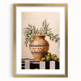 Maximalist Wall Art - Bold Still Life with Olive Vase - Vibrant Decor Piece