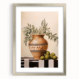 Maximalist Wall Art - Bold Still Life with Olive Vase - Vibrant Decor Piece