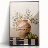 Maximalist Wall Art - Bold Still Life with Olive Vase - Vibrant Decor Piece
