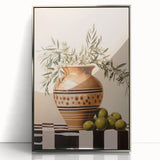 Maximalist Wall Art - Bold Still Life with Olive Vase - Vibrant Decor Piece