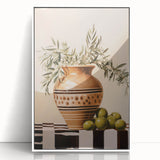 Maximalist Wall Art - Bold Still Life with Olive Vase - Vibrant Decor Piece