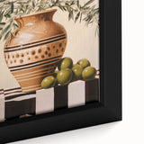 Maximalist Wall Art - Bold Still Life with Olive Vase - Vibrant Decor Piece