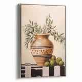 Maximalist Wall Art - Bold Still Life with Olive Vase - Vibrant Decor Piece