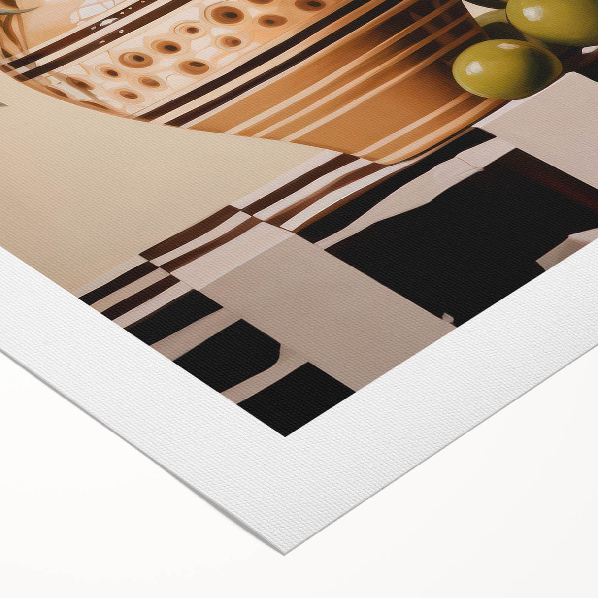 Maximalist Wall Art - Bold Still Life with Olive Vase - Vibrant Decor Piece