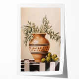 Maximalist Wall Art - Bold Still Life with Olive Vase - Vibrant Decor Piece