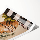 Maximalist Wall Art - Bold Still Life with Olive Vase - Vibrant Decor Piece
