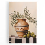 Maximalist Wall Art - Bold Still Life with Olive Vase - Vibrant Decor Piece