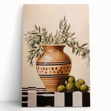 Maximalist Wall Art - Bold Still Life with Olive Vase - Vibrant Decor Piece