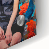 Maximalist Wall Art - Bold Eclectic Portrait with Birds - Vibrant Decor Piece