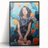Maximalist Wall Art - Bold Eclectic Portrait with Birds - Vibrant Decor Piece