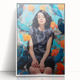 Maximalist Wall Art - Bold Eclectic Portrait with Birds - Vibrant Decor Piece