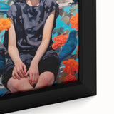 Maximalist Wall Art - Bold Eclectic Portrait with Birds - Vibrant Decor Piece