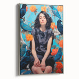 Maximalist Wall Art - Bold Eclectic Portrait with Birds - Vibrant Decor Piece
