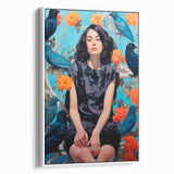Maximalist Wall Art - Bold Eclectic Portrait with Birds - Vibrant Decor Piece