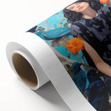 Maximalist Wall Art - Bold Eclectic Portrait with Birds - Vibrant Decor Piece