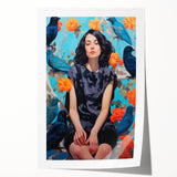 Maximalist Wall Art - Bold Eclectic Portrait with Birds - Vibrant Decor Piece