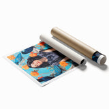 Maximalist Wall Art - Bold Eclectic Portrait with Birds - Vibrant Decor Piece