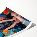 Maximalist Wall Art - Bold Eclectic Portrait with Birds - Vibrant Decor Piece