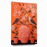 Maximalist Wall Art - Bold Floral Birds Scene - Vibrant Eclectic Decor