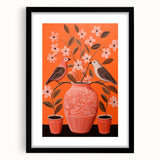 Maximalist Wall Art - Bold Floral Birds Scene - Vibrant Eclectic Decor