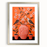 Maximalist Wall Art - Bold Floral Birds Scene - Vibrant Eclectic Decor