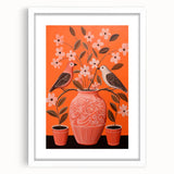 Maximalist Wall Art - Bold Floral Birds Scene - Vibrant Eclectic Decor