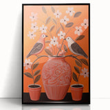 Maximalist Wall Art - Bold Floral Birds Scene - Vibrant Eclectic Decor