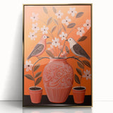 Maximalist Wall Art - Bold Floral Birds Scene - Vibrant Eclectic Decor