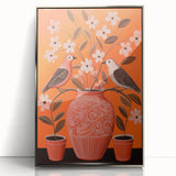 Maximalist Wall Art - Bold Floral Birds Scene - Vibrant Eclectic Decor