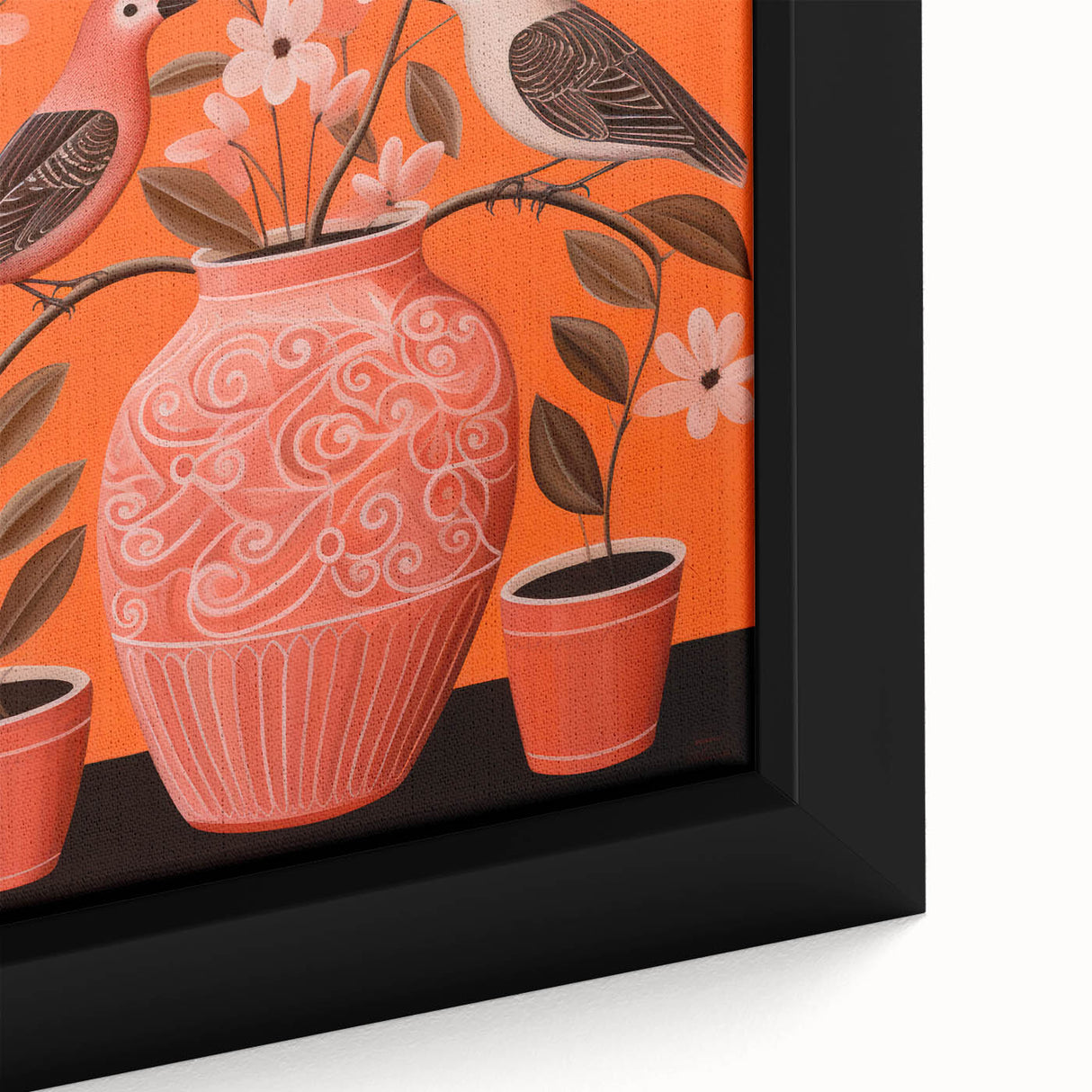 Maximalist Wall Art - Bold Floral Birds Scene - Vibrant Eclectic Decor
