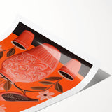 Maximalist Wall Art - Bold Floral Birds Scene - Vibrant Eclectic Decor