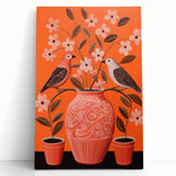 Maximalist Wall Art - Bold Floral Birds Scene - Vibrant Eclectic Decor