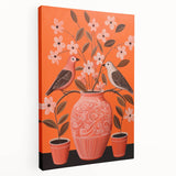 Maximalist Wall Art - Bold Floral Birds Scene - Vibrant Eclectic Decor