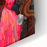 Maximalist Wall Art - Bold and Eclectic Portrait with Vibrant Pink and Orange
