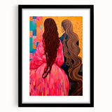 Maximalist Wall Art - Bold and Eclectic Portrait with Vibrant Pink and Orange