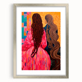 Maximalist Wall Art - Bold and Eclectic Portrait with Vibrant Pink and Orange