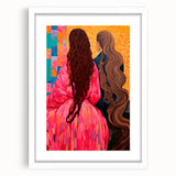 Maximalist Wall Art - Bold and Eclectic Portrait with Vibrant Pink and Orange